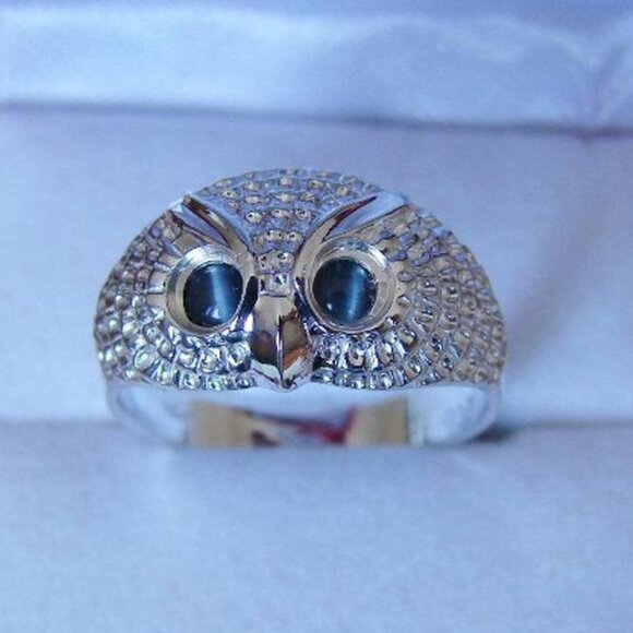 💍Adorable Cute Blue Eye Owl Rings for Women/Man, PD198 - Picture 2 of 10